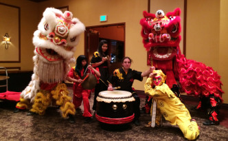 Chinese New Years monkey king and lion dance